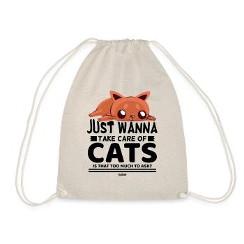 lustiges Katzen Design - Turnbeutel - Natur - Vorne