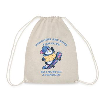 Skater Pinguin cool Skateboard Junge - Turnbeutel - Natur - Vorne