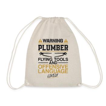 Plumbing Plumber Vintage Warning - Drawstring Bag - nature - Front