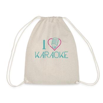 Karaoke Singer Heart 80s Retro I - Drawstring Bag - nature - Front