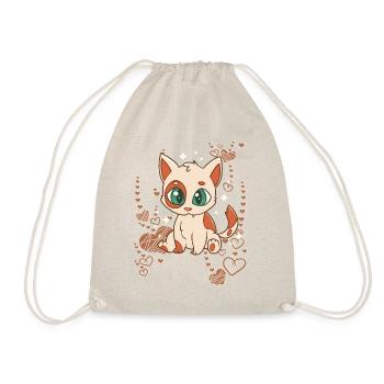 ich liebe kleine Babykatzen mit Kulleraugen - Turnbeutel - Natur - Vorne