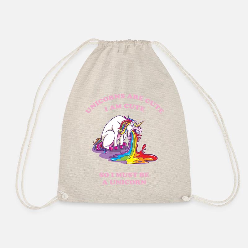 kotzendes Einhorn mit Regenbogen - Turnbeutel - Natur