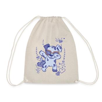 dancing baby dog celebrates a party - Drawstring Bag - nature - Front