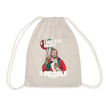 I Like Jesus And Maybe 3 People - Drawstring Bag - nature - Front