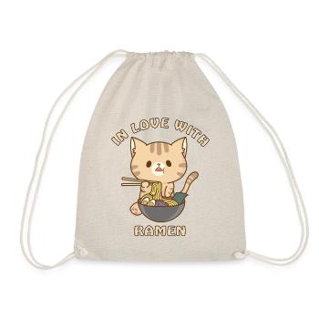 Katze Ramen Kawaii Nudeln Geschenk - Turnbeutel - Natur - Vorne