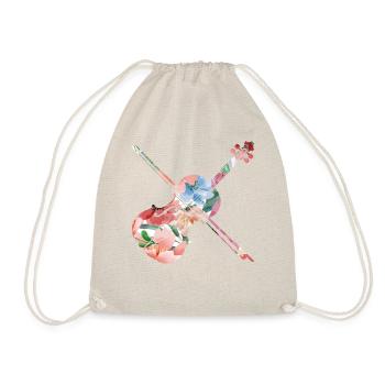Violin Violinist Tropical Flower - Drawstring Bag - nature - Front