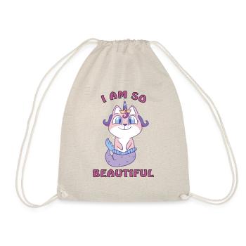 I am a beautiful cat mermaid unicorn - Drawstring Bag - nature - Front