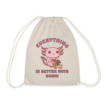 Axolotl loves sushi - Drawstring Bag - nature - Front