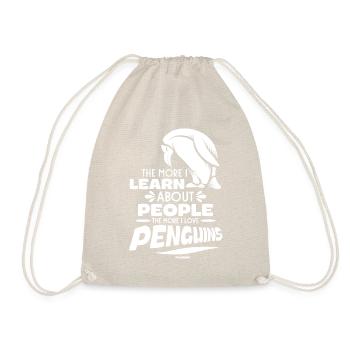The More I Learn About People The More I Like Peng - Drawstring Bag - nature - Front
