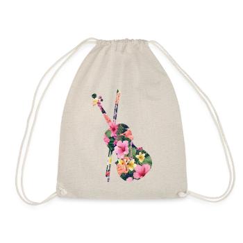 Violin Violinist Tropical Flower - Drawstring Bag - nature - Front