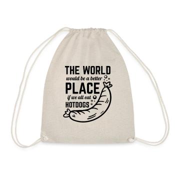 Hot dog fast food delicious sausage mustard ketchup - Drawstring Bag - nature - Front