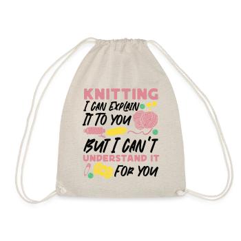 Knitting Knitter Knitting I Can - Drawstring Bag - nature - Front