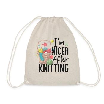 Knitting Knitter I'm Nicer After - Drawstring Bag - nature - Front