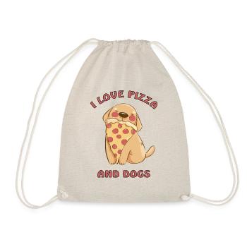I love pizza and dogs - Drawstring Bag - nature - Front