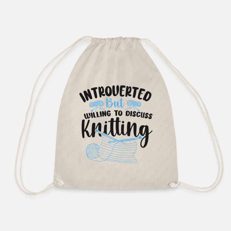 Knitting Knitter Introverted But - Turnbeutel - Natur