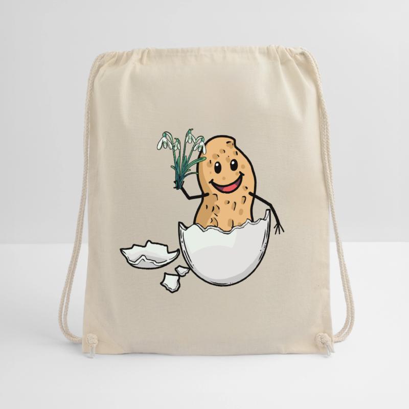 Easter Peanut Spring Easter Egg Flora Eggshell Drawstring Bag
