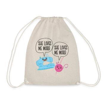Knitting Knitter Coffee She Loves - Drawstring Bag - nature - Front