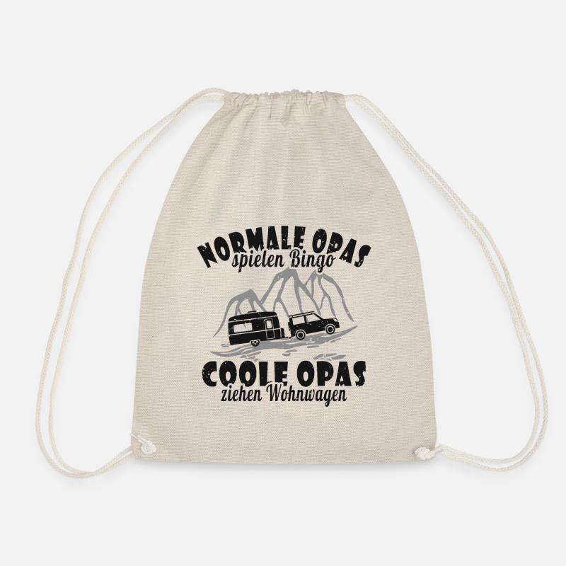 Cooler Opa Camping Wohnwagen - Turnbeutel - Natur