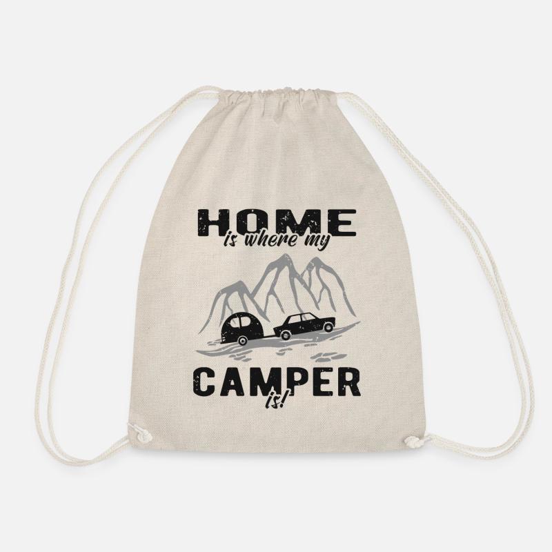 Campen Camper Wohnwagen - Turnbeutel - Natur
