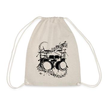 Musical Drums Drum Instrument Musical Notes Drumme - Turnbeutel - Natur - Vorne