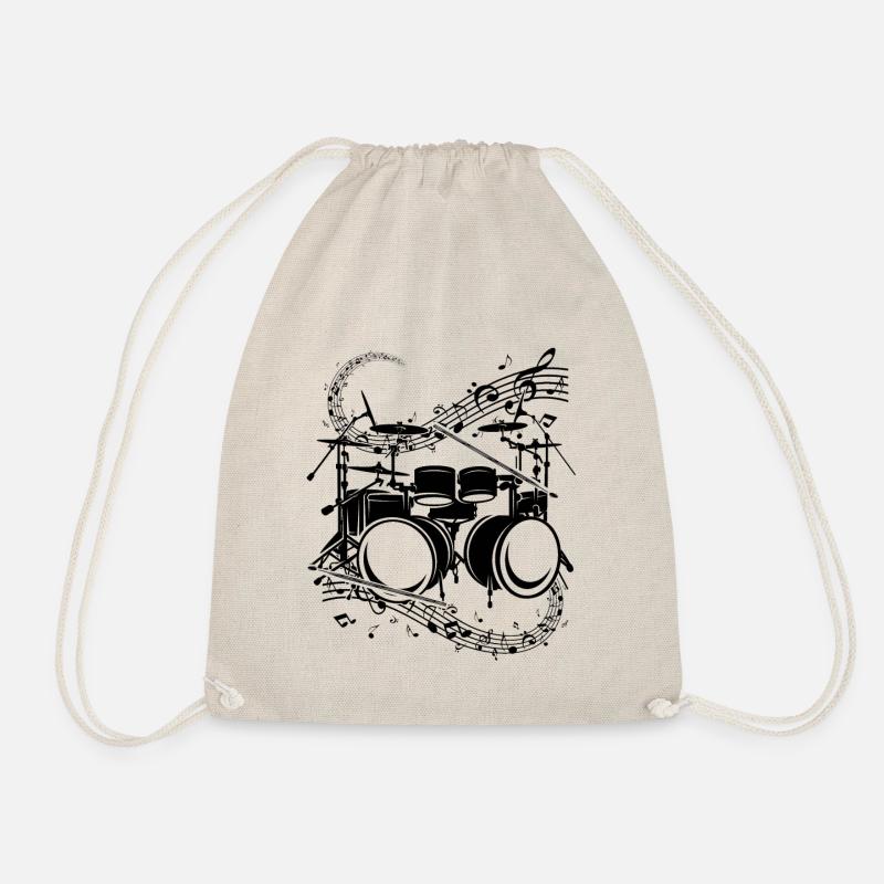 Musical Drums Drum Instrument Musical Notes Drumme - Turnbeutel - Natur