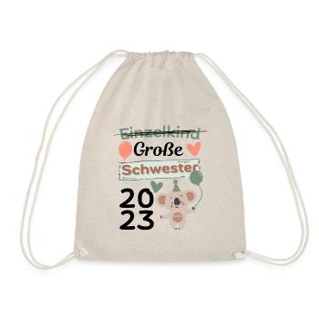 Einzelkind große Schwester 2023 Geschenk - Turnbeutel - Natur - Vorne