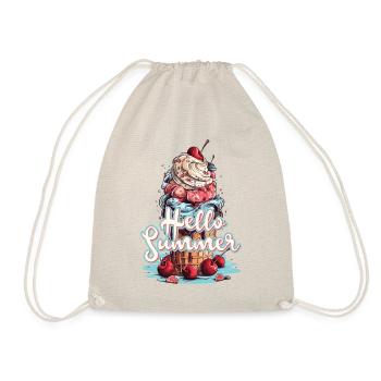 Hello Summer Eis Eiscreme Eisdiele - Turnbeutel - Natur - Vorne