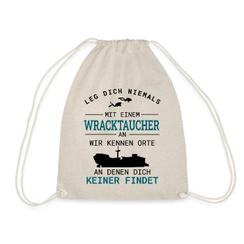 Wracktauchen Tauchen Wracktaucher Geschenk - Turnbeutel - Natur - Vorne