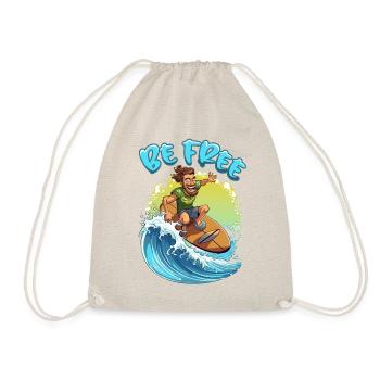 Lustiger Hippie mit einem Surfbrett - Surfer - Turnbeutel - Natur - Vorne