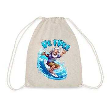 Lustiger Hippie mit einem Surfbrett - Surfer - Turnbeutel - Natur - Vorne