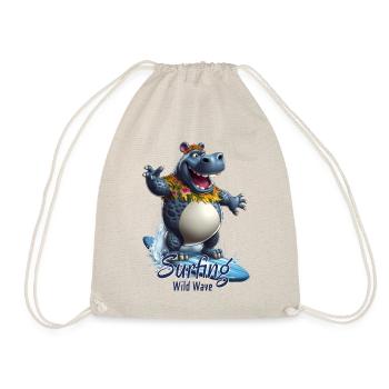 Hippopotame cool avec une planche de surf - surfeur - Sac de sport léger - nature - Devant