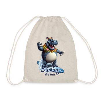 Hippopotame cool avec une planche de surf - surfeur - Sac de sport léger - nature - Devant