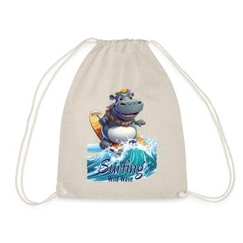 Hippopotame cool avec une planche de surf - surfeur - Sac de sport léger - nature - Devant