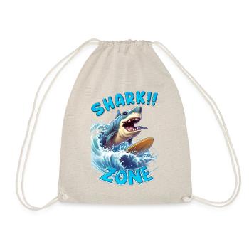 Funny shark with a surfboard - surfer - Drawstring Bag - nature - Front