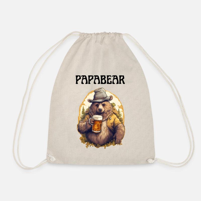Papa Bear proud Daddy proud dad - Drawstring Bag - nature