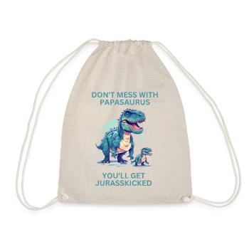 Witziges Papa Papasaurus Dino Dinosaurier Geschenk - Turnbeutel - Natur - Vorne