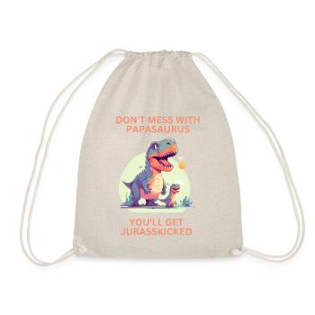 Witziges Papa Papasaurus Dino Dinosaurier Geschenk - Turnbeutel - Natur - Vorne