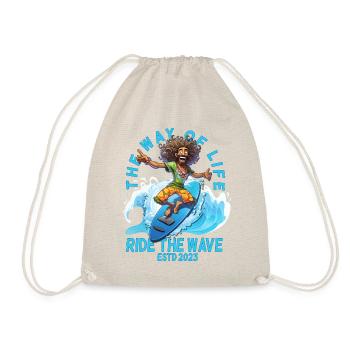 Lustiger Hippie Surfbrett - Surfer Geschenk - Turnbeutel - Natur - Vorne