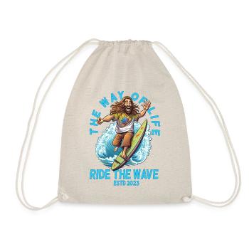 Lustiger Hippie Surfbrett - Surfer Geschenk - Turnbeutel - Natur - Vorne