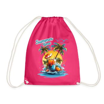 Summer Time Cocktail Beach Retreat - Drawstring Bag - fuchsia - Front