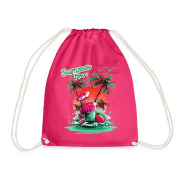 Summer Time Cocktail Beach Retreat - Drawstring Bag - fuchsia - Front