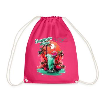 Summer Time Cocktail Beach Retreat - Drawstring Bag - fuchsia - Front