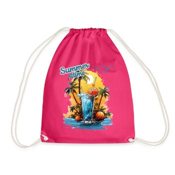 Summer Time Cocktail Beach Retreat - Drawstring Bag - fuchsia - Front