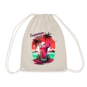 Summer Time Cocktail Beach Holiday Gift - Drawstring Bag - nature - Front