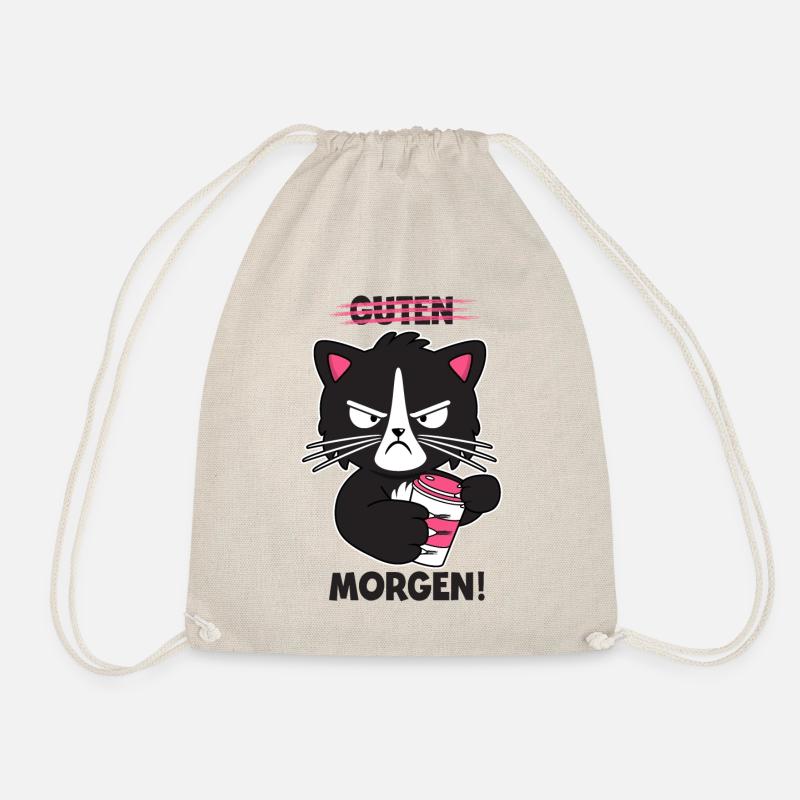 Guten Morgen Katze Kaffee Morgenmuffel Geschenk - Turnbeutel - Natur