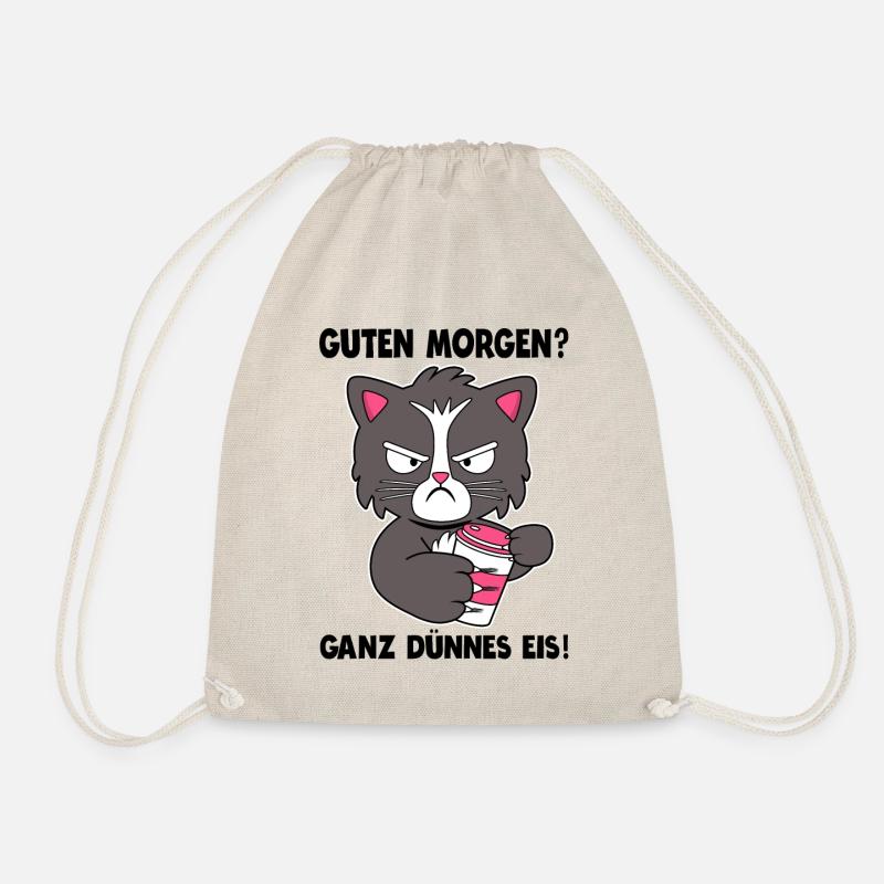 Guten Morgen Ganz dünnes Eis Katze Kaffee Geschenk - Turnbeutel - Natur
