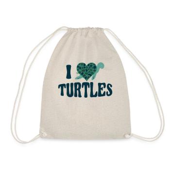 Sea Turtle Tortoise Heart I Love - Drawstring Bag - nature - Front