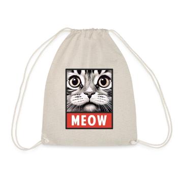 MEOW Meow Cute Cat Face Gift Idea - Drawstring Bag - nature - Front