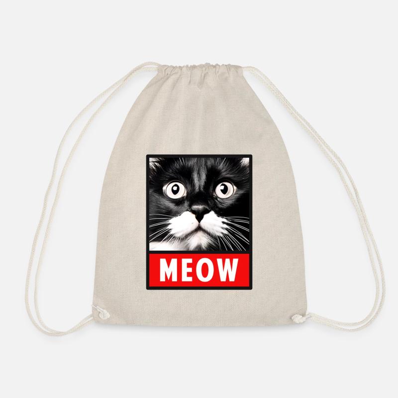 MEOW Miau Niedliches Katzengesicht - Turnbeutel - Natur