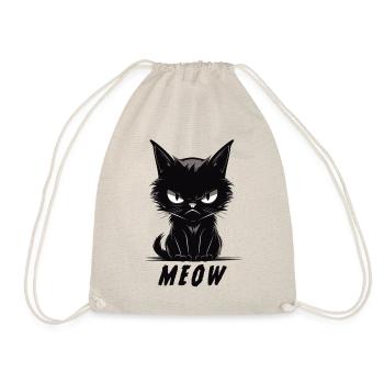 MEOW Cute Annoyed Cat Face - Drawstring Bag - nature - Front